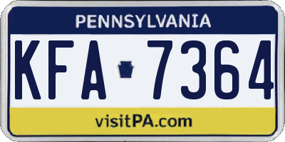 PA license plate KFA7364