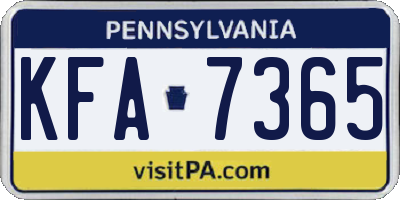 PA license plate KFA7365