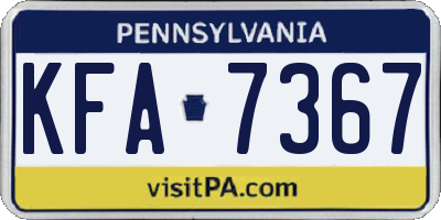 PA license plate KFA7367