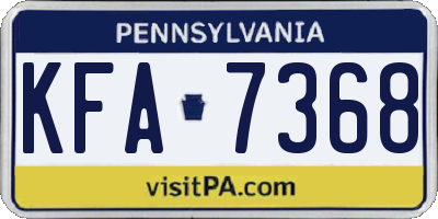PA license plate KFA7368