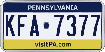 PA license plate KFA7377