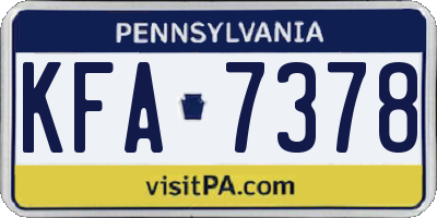 PA license plate KFA7378