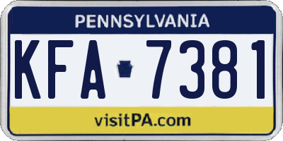 PA license plate KFA7381