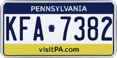 PA license plate KFA7382