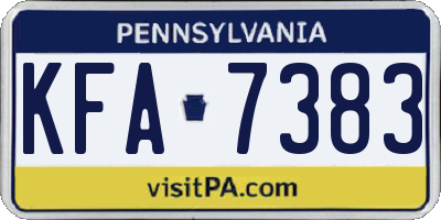 PA license plate KFA7383