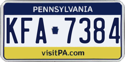 PA license plate KFA7384