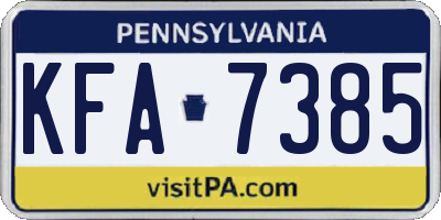 PA license plate KFA7385