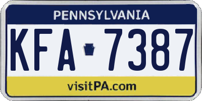 PA license plate KFA7387