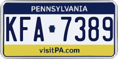 PA license plate KFA7389