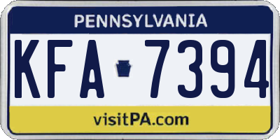 PA license plate KFA7394