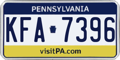PA license plate KFA7396