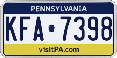 PA license plate KFA7398