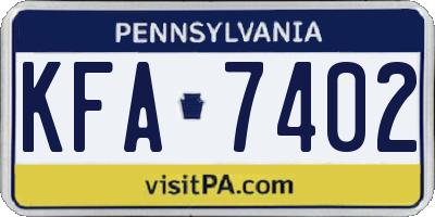 PA license plate KFA7402