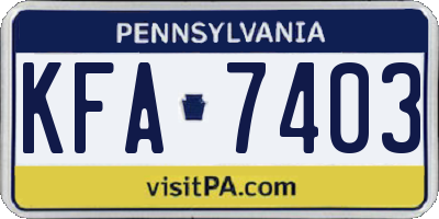 PA license plate KFA7403