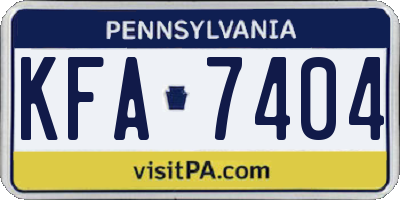 PA license plate KFA7404