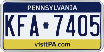 PA license plate KFA7405