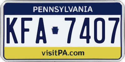 PA license plate KFA7407