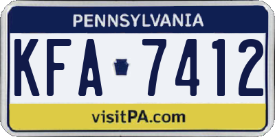 PA license plate KFA7412