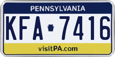 PA license plate KFA7416