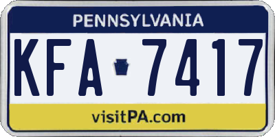 PA license plate KFA7417