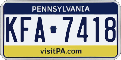 PA license plate KFA7418