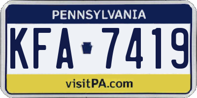 PA license plate KFA7419