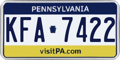 PA license plate KFA7422