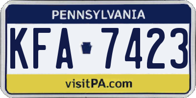 PA license plate KFA7423