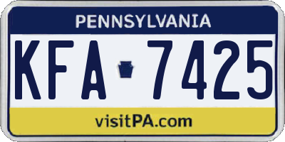 PA license plate KFA7425