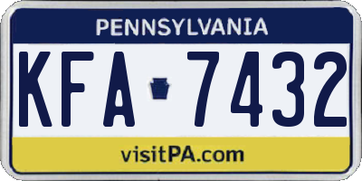 PA license plate KFA7432