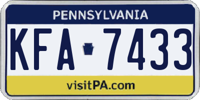 PA license plate KFA7433