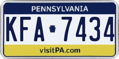 PA license plate KFA7434