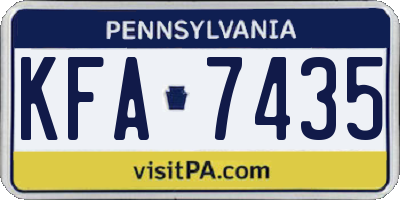 PA license plate KFA7435
