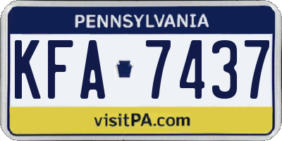 PA license plate KFA7437