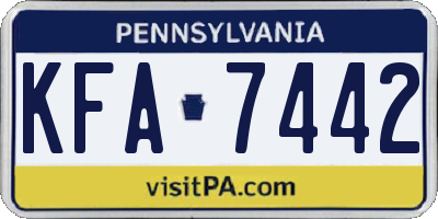 PA license plate KFA7442