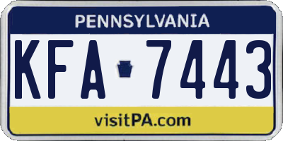 PA license plate KFA7443