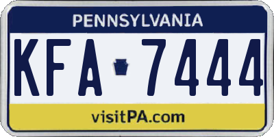 PA license plate KFA7444