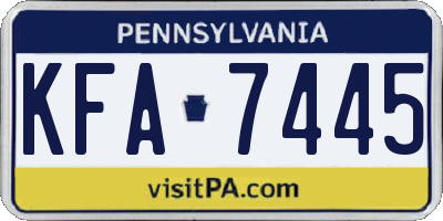 PA license plate KFA7445