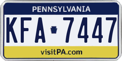 PA license plate KFA7447