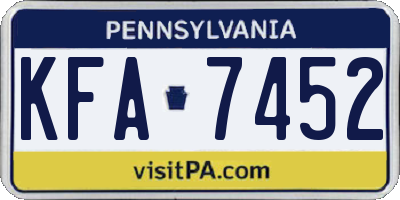 PA license plate KFA7452