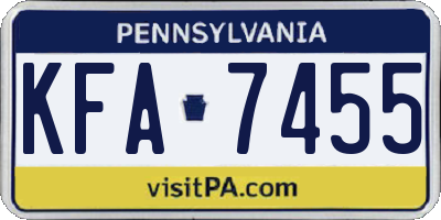 PA license plate KFA7455
