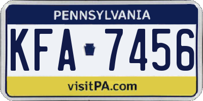 PA license plate KFA7456
