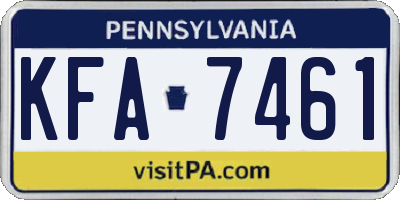 PA license plate KFA7461