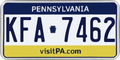 PA license plate KFA7462