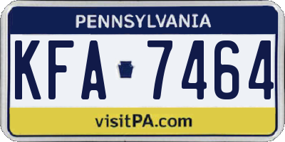 PA license plate KFA7464
