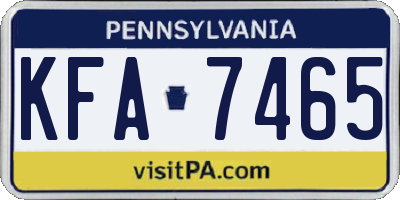 PA license plate KFA7465
