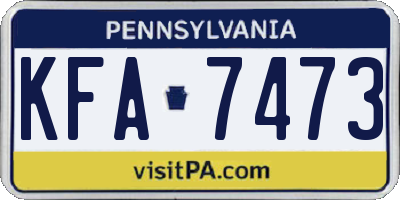 PA license plate KFA7473