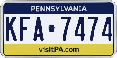 PA license plate KFA7474