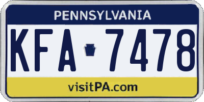 PA license plate KFA7478