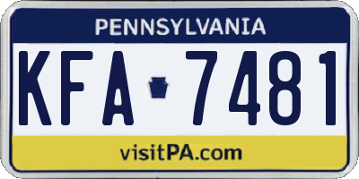 PA license plate KFA7481